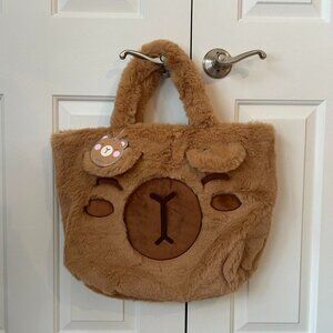 DANBAR BROWN FUZZY CAPYBARA LARGE TOTE brand new with tags
